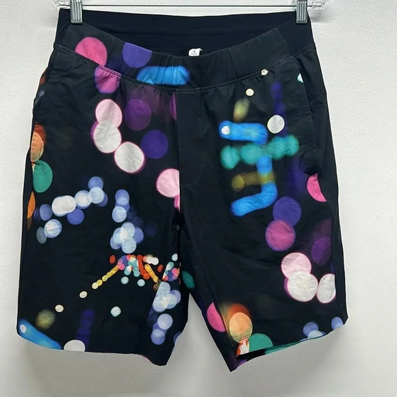 Lululemon The T.H.E. Short Lined Shorts H2o Blink Me Black Colorful Men's Large - Picture 1 of 7